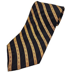 Belle Epoque Bill Blass Silk Necktie Black with Gold Stripes - Like New